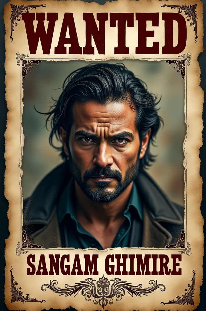 Make wanted poster with name Sangam Ghimire name no change 