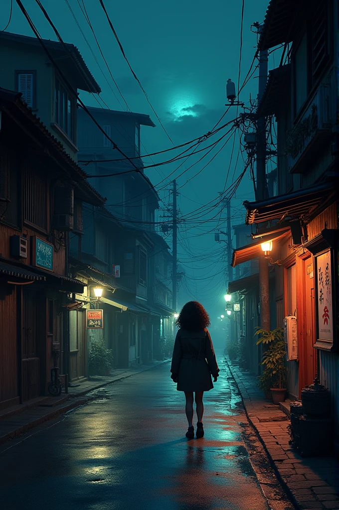 ((best quality)), ((masterpiece)), (detailed), A suspicious downtown area at night,Tout and Tachimbo&#39;s sister,