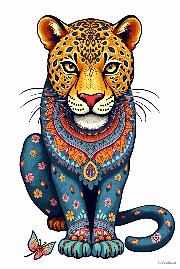 Painting pages for adults。Mandala pattern。Drawn with thick lines、Few details、No shading。It is colorfully painted。Impressive and colorful picture pages designed for adults with white background, A majestic leopard depicted in a mandala style. The leopard is decorated with intricate patterns, including flowers and geometric shapes., A fascinating and detailed work of art. The figure focuses on crisp, Clean lines and bold outlines, No shading or color, Allowing users to bring their own unique vibrancy to their creations. Minimalist design, Thick lines and lack of background detail, Calm your mind、Soothing, colorful and gentle drawing pages for adults seeking creative activity. figure