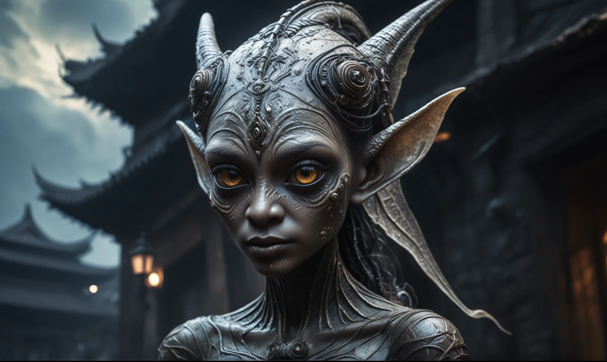 full body shot,beggar deep niobium paladium The Alien Entity,native italian babychild, wants eat,survival in criminal city of future, Technicolor,natural skin textures, hyper realism, hyper detailed,Extremely detailed,High contrast,Masterpiece,Realistic,Ultra Detailed, intricate details,realistic humid leather,extremly intricate,Epic Realistic, cinematic style,irina yermolova,high contrast,hdr,extremely detailed, deep night landscape,masterpiece,intricate details,faded,eyes extremely detailed, high detailed eyes,8k resolution,RAW,retina, Nikon Z9,China,baby orc, Guangxi Zhuang of China,tkt style,ears perfect, Elf,transition between two art styles, Ink painting to photorealism, Double contact, X-ray, Creative, vivid light, masterpiece, fantasy, Abstract, Surrealism, super detailed, high resolution, stop:35;(((creature with a spectral and ghostly appearance)). Her skin is pale, almost translucent,ancient rock paintings of the first people,sharkfish's leather,In a vibrant and mesmerizing artwork, a hot air soars through the layers of clouds, revealing a colossal and enigmatic cityscape nestled within. The buildings in this ethereal city are adorned with intricate details and exude an aura of mystery. Above the cityscape, lend an enchanting touch to the scene. steampunk. The intricate mechanics create a sense of wonder and fascination, as if stepping into a dreamlike realism