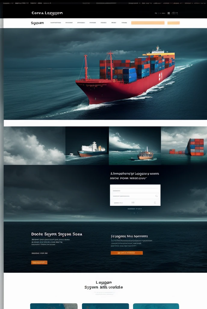 System login page background image,Dark theme,The sea is included,freighter。The system is an insurance platform for cargo ships,Based on this information,Design a background image for the system platform login page