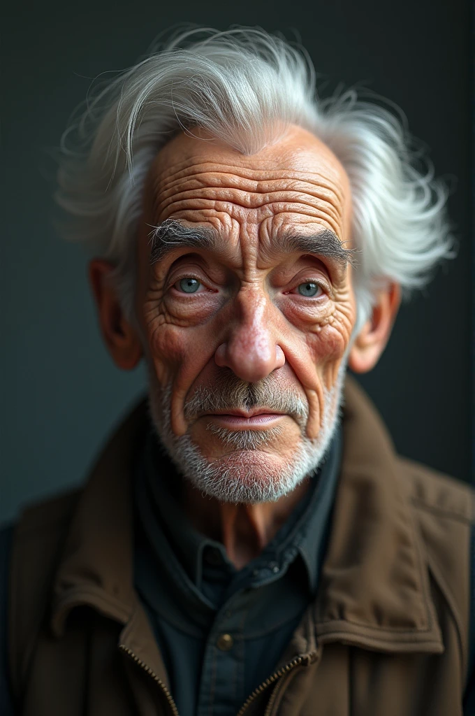 An old gentleman have sleepy eyes shade with blue eyes