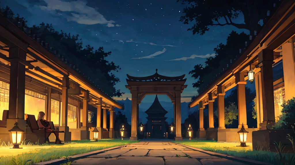 A serene park at dusk