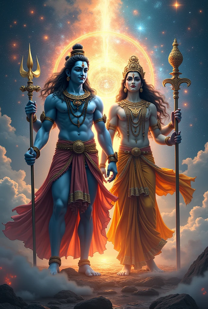 Create a wallpaper of lord Shiva and Vishnu together 