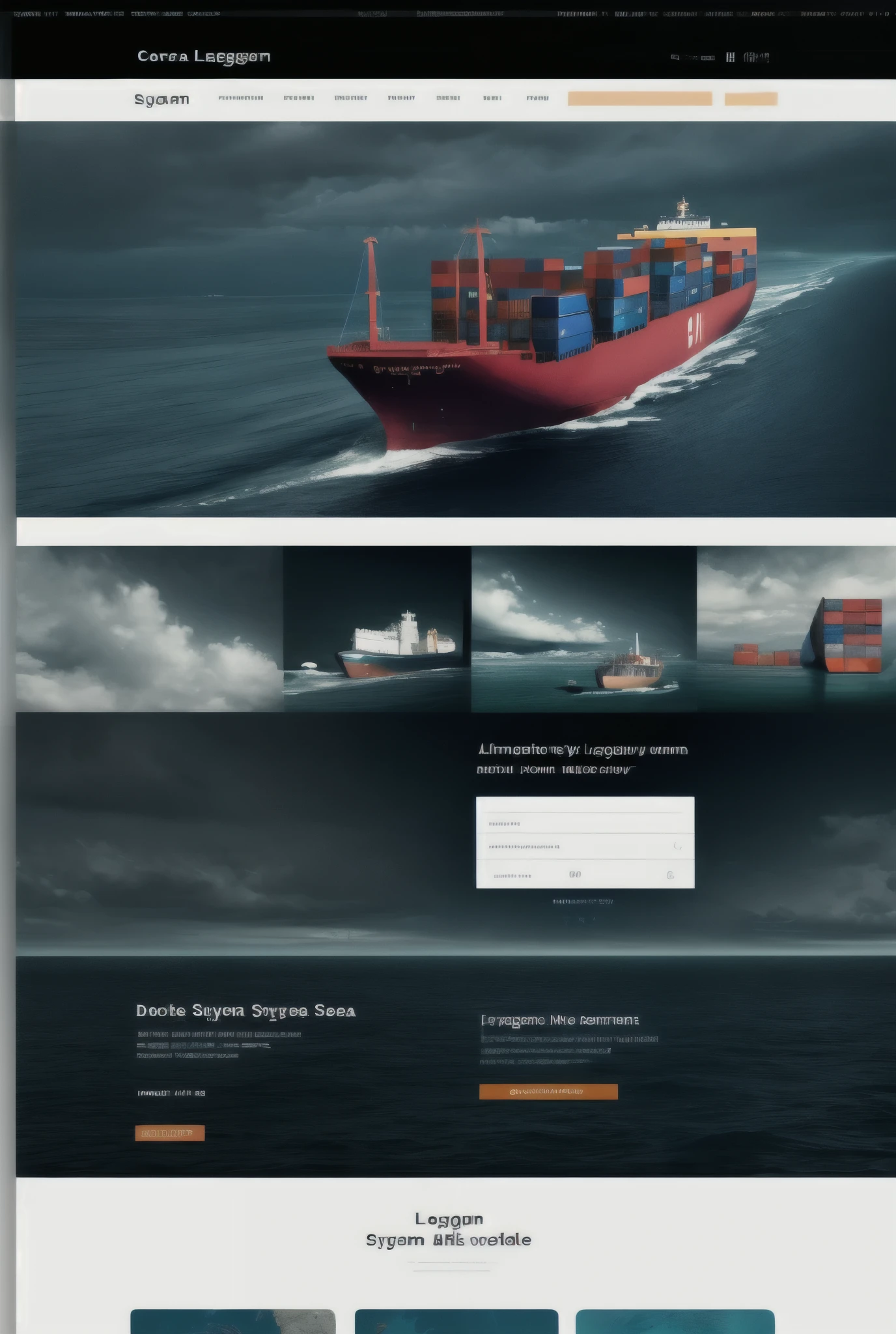 System login page background image，Dark theme，The sea is included，freighter。The system is an insurance platform for cargo ships，Based on this information，Design a background image for the system platform login page