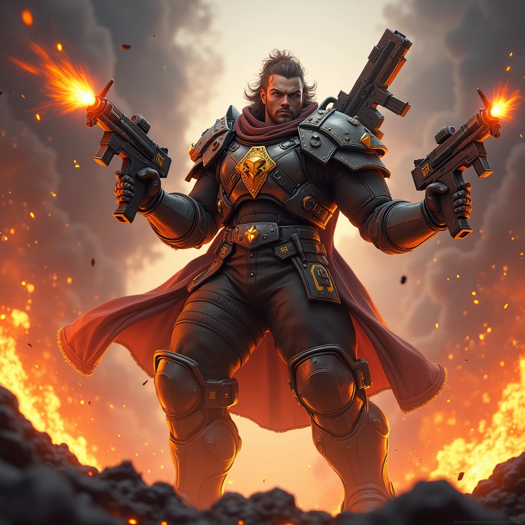 A gaming thumbnail with guns and fire with Name Vizz is Live