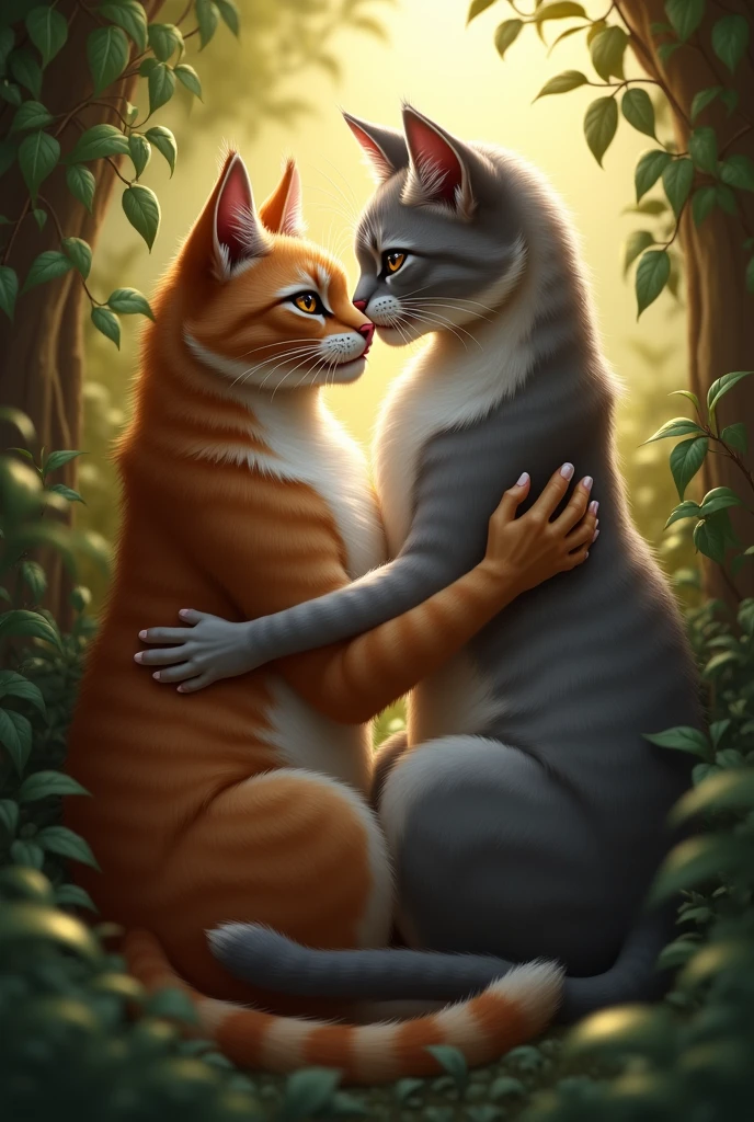 Male cat and female cat love eachother