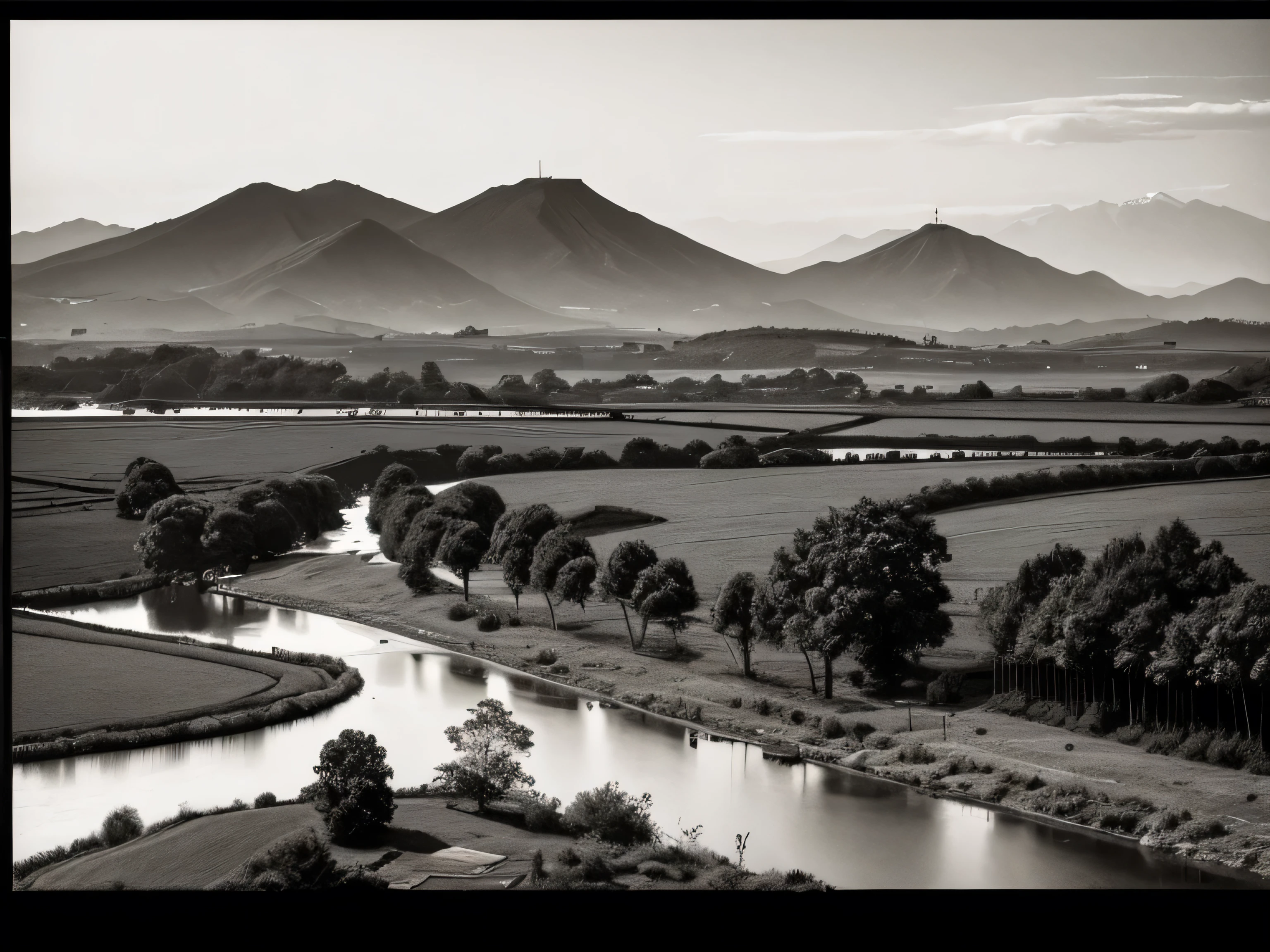 Rural landscape in the Edo period Color:Black and White