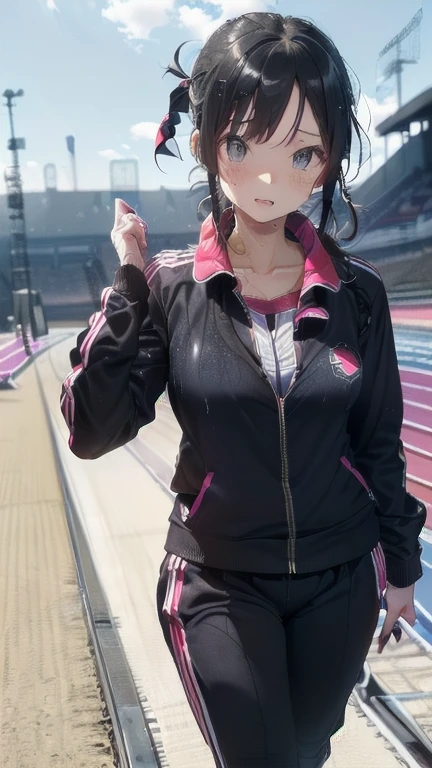 (must be follow these prompts:2.2),masterpiece,best quality,extremely detailed,(in her clothing:3.5),(in her track suit clothing:3.6),(adorable expression:2.6),(usual face:2.6),(childish face:2.4),(displayed one girl on single picture:2.6),(black hair:2.1),(A bright high school girl with a very innocent impression wearing an unfashionable tracksuit.:2.1),(The high school girl gives off a strong impression of innocence.:2.5),(The high school girl looks very cute, but her jersey jacket and pants are soaked with highly concentrated semen and have been repeatedly dried and worn.:1.5),(The texture of the old semen soaked into the jersey looks real.:1.3),(The girl&#39;s entire body, clad in her jersey, was covered in slimy secretions that had been released during her multiple sexual orgasms.:1.4),(The high school girl was having the smelly crotch area of her freshly removed jersey secretly sniffed by a sexually aroused male member of the school club.:1.6),(The high school girl is cute, but her pussy smells so bad it&#39;s become a rumor among the boys.:1.6),(The female high school student was wearing a jersey that had been ejaculated into a long time ago, and the semen that had soaked into it had turned amber in color.々Stands out in:2.1),(libidonous tumultus are happened on her mind:1.7),(The crotch area of the high school girl&#39;s jersey always smells bad because of sweat and love juices.:2.1),(The high school girl has a very cute face and is very .:2.6),(Lewd love juices are dripping down the inner thighs of the high school girl&#39;s tracksuit pants.:2.1),(The breasts of the high school girl covered by her jersey are bulging out due to her strong lust.:2.8),(men's elected twangers were inserted her to the depth:2.3),(A high school girl with a plump, round body and a semen-smelling body:2.3),(she was already stroked up to the depth intervaginal sensuous spot:1.8),(notably buldged up her inner labia majora:2.9),(A young, shy moan:1.5),(having big breasts in her clothing:2.8),(A high school girl with an innocent impression practicing in a club activity:2.3),(The high school girl is short but has a slightly plump body.:2.1),(The crotch of his tracksuit pants is discolored with love juices.:2.5),(The high school girl let her love juices drip from her pussy, hidden under her pants.:1.8),(The smelly tracksuit pants that tightly hug the high school girl&#39;s plump thighs are wet with lewd secretions.:2.0),(The high school girl endures the sloppy mess by keeping her tracksuit pants on.:2.5),(A high school girl who always holds her crotch over her pants:2.1),(A moan filled with childish embarrassment:1.5),(The breasts and nipples of the high school girl covered by her jersey are bulging with lust.:2.6),(The high school girl is practicing seriously.:2.5),(The high school girl&#39;s legs are short and thick.:2.2),(she looks like japanese idol:2.3),(The high school girl&#39;s jersey is made of a durable material that will never tear.:3.3),(Her breasts are completely hidden under her jersey:2.9),(she looks like a lolita:2.0),(All of this happened to the high school girl herself, not anyone else.:3.5),(Make sure to depict the face:5.3),(Calm expression:4.3),(Innocent face:3),(The film depicts just one high school girl.:3.3),(The only characters are the high school girls.:4.2),(Portrait Style:5)