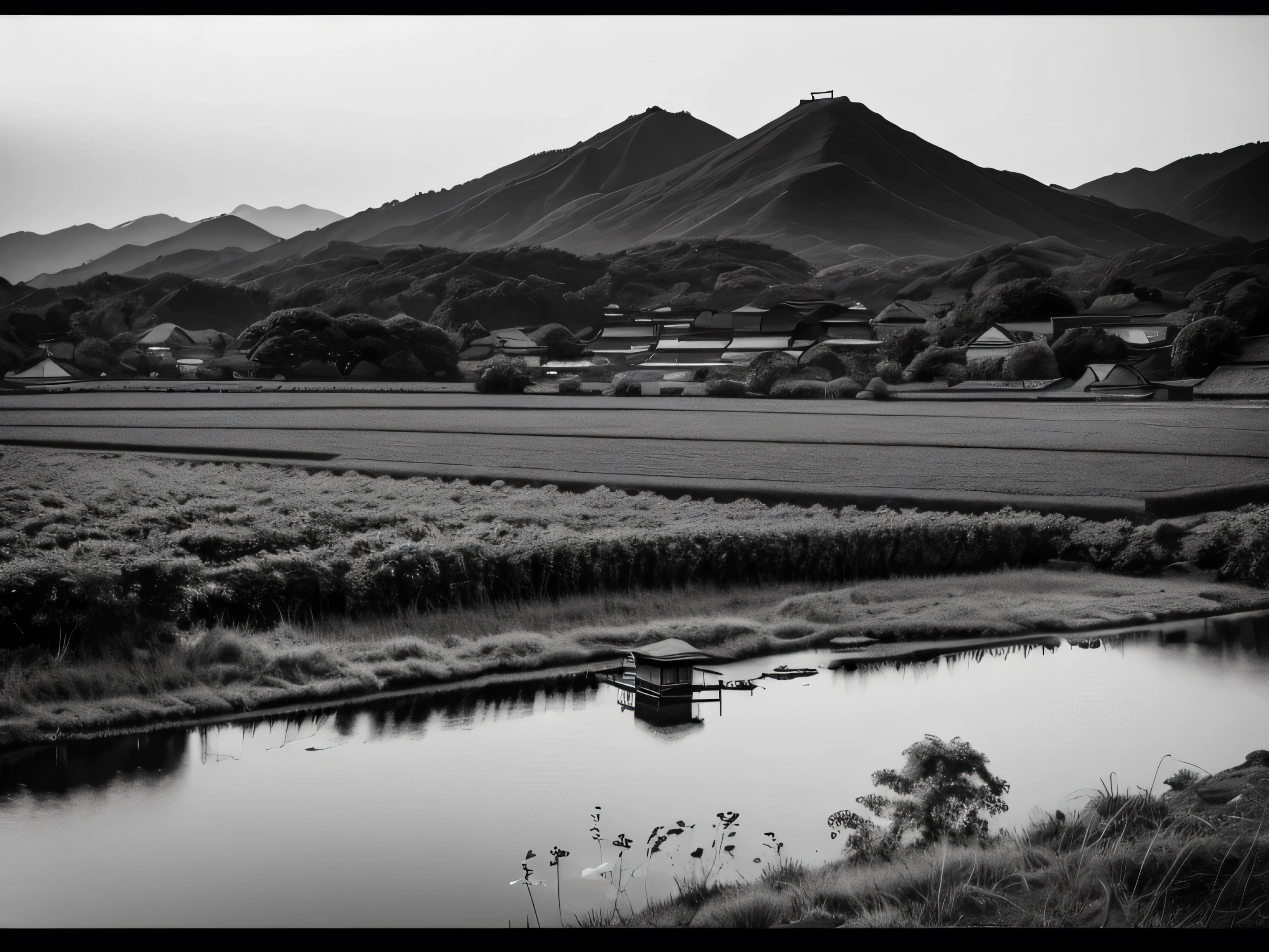 Rural landscape in the Edo period　Color：Black and White