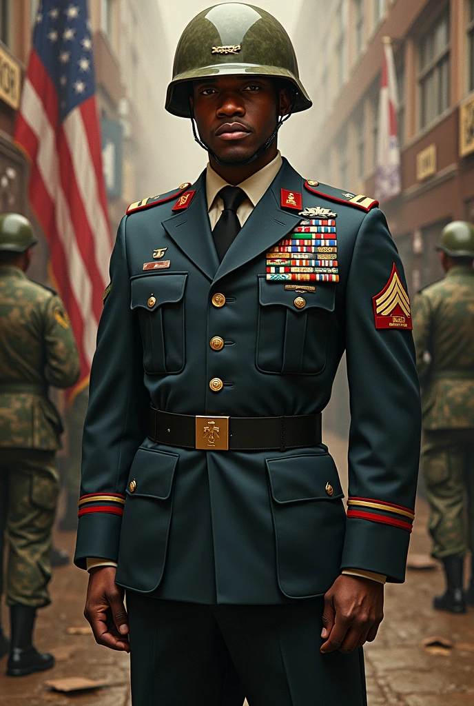 I want to create a art.
I want to give my brother a gift.he is promoted from captain to major.
Background should be military background. We will able to see a man wearing helmet staring towards the major rank.