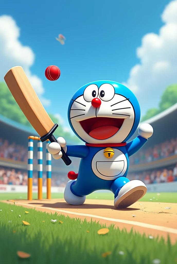 Doraemon playing cricket