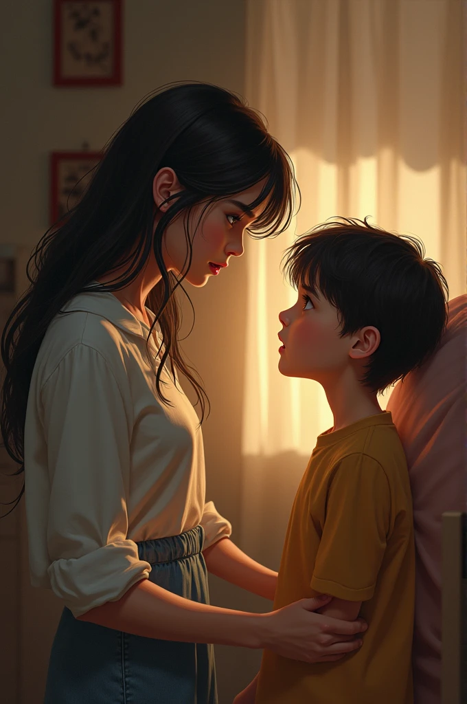 An older sister opened her mouth in front of a younger brother