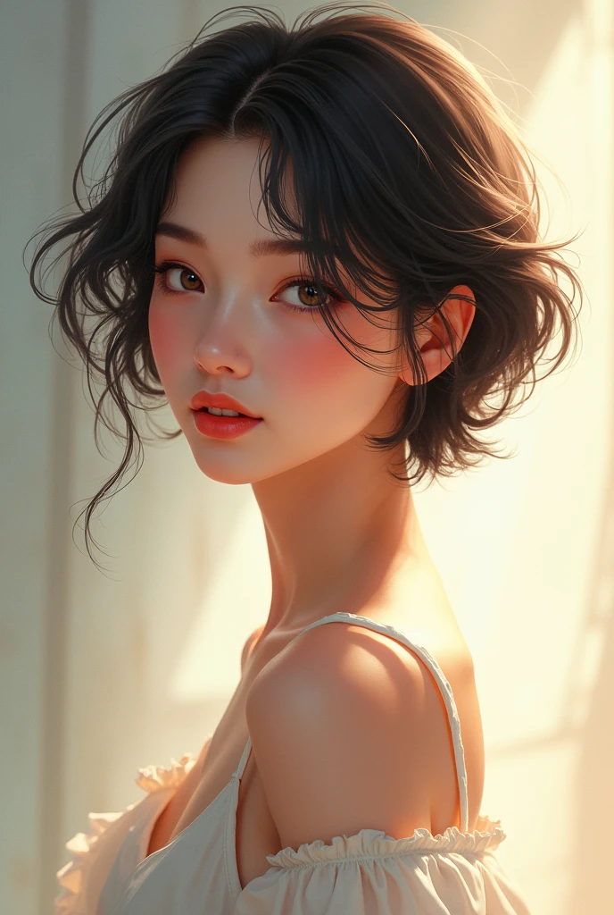 Beautiful girl with short hir