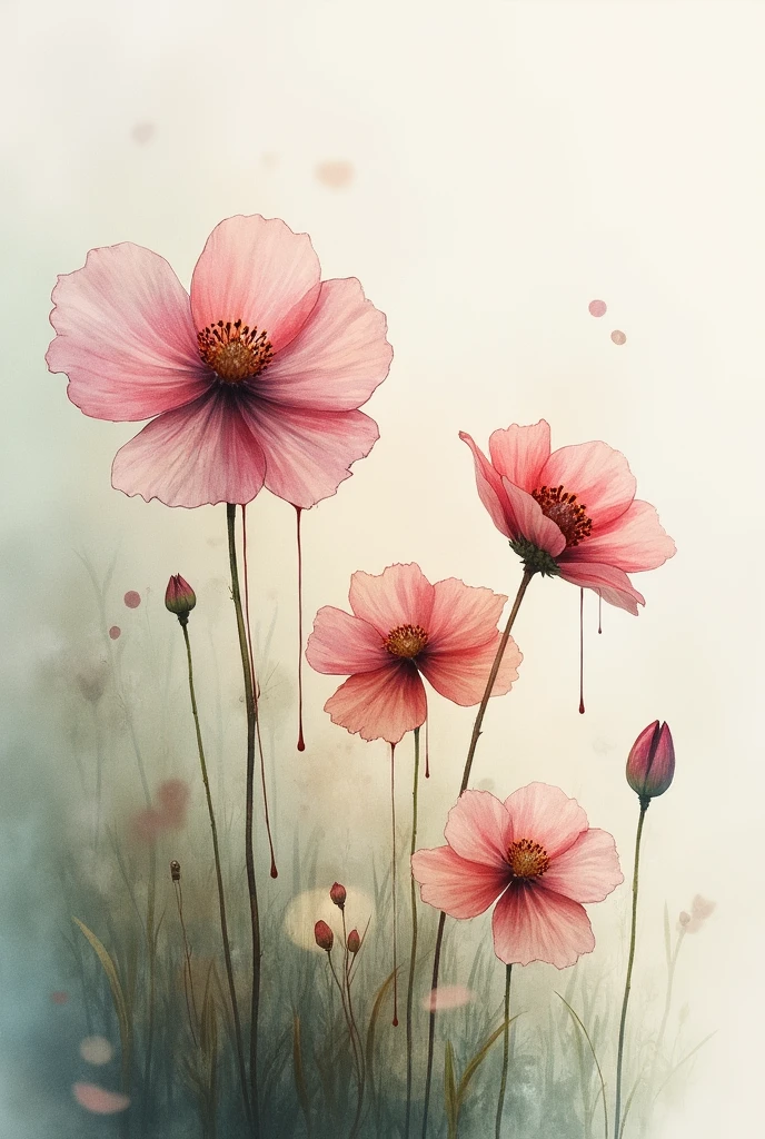 Watercolor flowers losing color