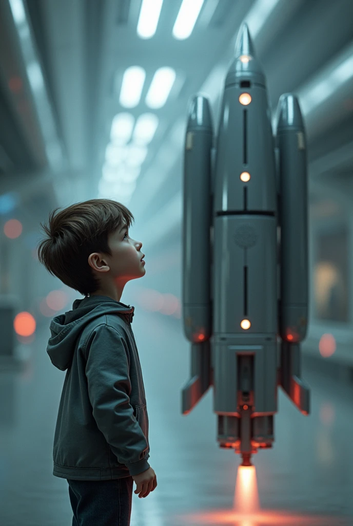 Boy thinking of missile