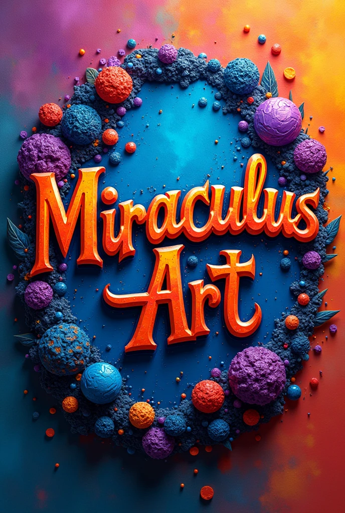 1×1,logo, resin art, miraculous art written on it, bright colours,vivid