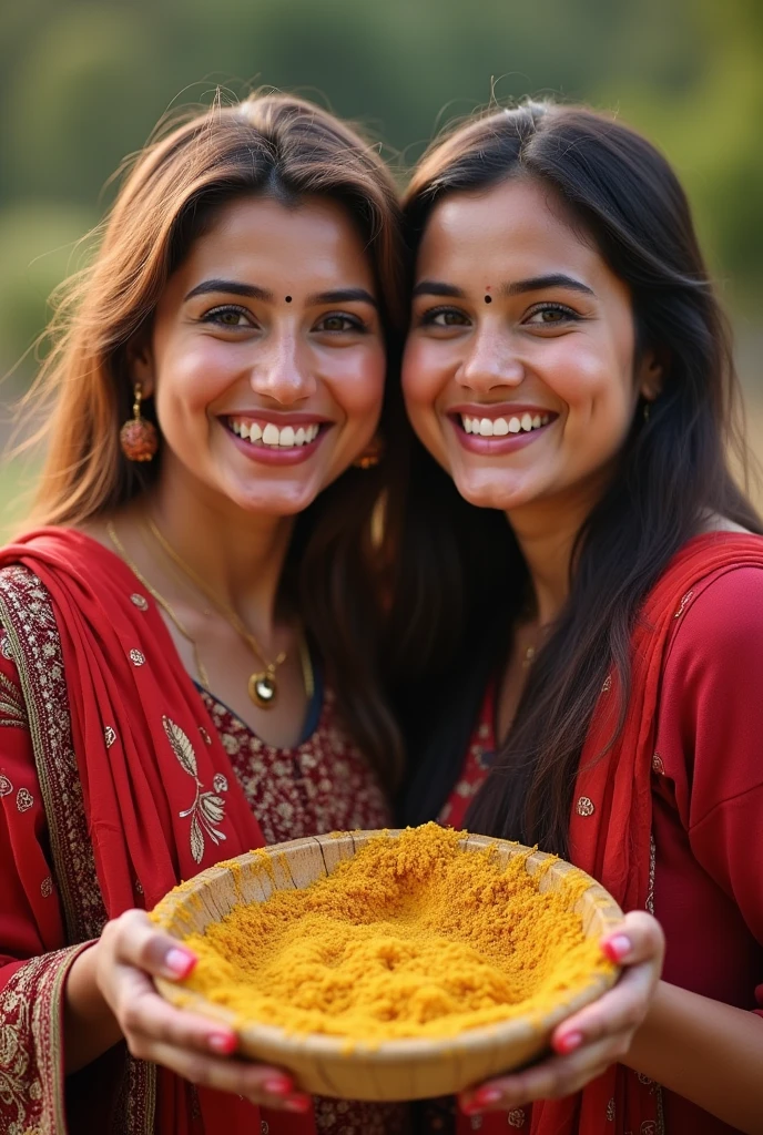 beautiful bengoli women in sharee holding a masal shahe pack with happy face