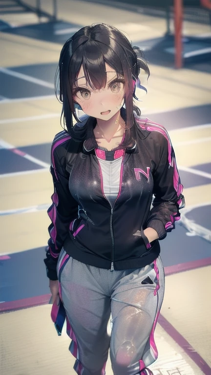 (must be follow these prompts:2.2),masterpiece,best quality,extremely detailed,(in her clothing:3.5),(in her track suit clothing:3.6),(adorable expression:2.6),(usual face:2.6),(childish face:2.4),(displayed one girl on single picture:2.6),(black hair:2.1),(A bright high school girl with a very innocent impression wearing an unfashionable tracksuit.:2.1),(That high school girl is very innocent.:2.5),(The high school girl looks very cute, but her jersey jacket and pants are soaked with highly concentrated semen and have been repeatedly dried and worn.:1.6),(The girl's entire body, clad in her jersey, was covered in slimy secretions that had been released during her multiple sexual orgasms.:1.4),(The high school girl was having the smelly crotch area of her freshly removed jersey secretly sniffed by a sexually aroused male member of the school club.:1.6),(The high school girl is cute, but her pussy smells so bad it's become a rumor among the boys.:1.6),(The female high school student was wearing a jersey that had been ejaculated into a long time ago, and the semen that had soaked into it had turned amber in color.々Stands out in:2.1),(libidonous tumultus are happened on her mind:1.7),(The crotch area of the high school girl's jersey always smells bad because of sweat and love juices.:2.1),(The high school girl has a very cute face and is very .:2.6),(Lewd love juices are dripping down the inner thighs of the high school girl's tracksuit pants.:2.1),(The breasts of the high school girl covered by her jersey are bulging out due to her strong lust.:2.8),(men's elected twangers were inserted her to the depth:2.3),(A high school girl with a plump, round body and a semen-smelling body:2.3),(she was already stroked up to the depth intervaginal sensuous spot:1.8),(notably buldged up her inner labia majora:2.9),(A young, shy moan:1.5),(having big breasts in her clothing:2.8),(A high school girl with an innocent impression practicing in a club activity:2.3),(The high school girl is short but has a slightly plump body.:2.1),(The crotch of his tracksuit pants is discolored with love juices.:2.5),(The high school girl let her love juices drip from her pussy, hidden under her pants.:1.8),(The smelly tracksuit pants that tightly hug the high school girl's plump thighs are wet with lewd secretions.:2.0),(The high school girl endures the sloppy mess by keeping her tracksuit pants on.:2.5),(A high school girl who always holds her crotch over her pants:2.1),(A moan filled with childish embarrassment:1.5),(The breasts and nipples of the high school girl covered by her jersey are bulging with lust.:2.6),(The high school girl is practicing seriously.:2.5),(The high school girl's legs are short and thick.:2.2),(she looks like japanese idol:2.3),(The high school girl's jersey is made of a durable material that will never tear.:3.3),(Her breasts are completely hidden under her jersey:2.9),(she looks like a ta:2.0),(All of this happened to the high school girl herself, not anyone else.:3.5),(Make sure to depict the face:5.3),(Calm expression:4.3),(Innocent face:3),(The film depicts just one high school girl.:3.3),(The only characters are the high school girls.:4.2),(Portrait Style:5)