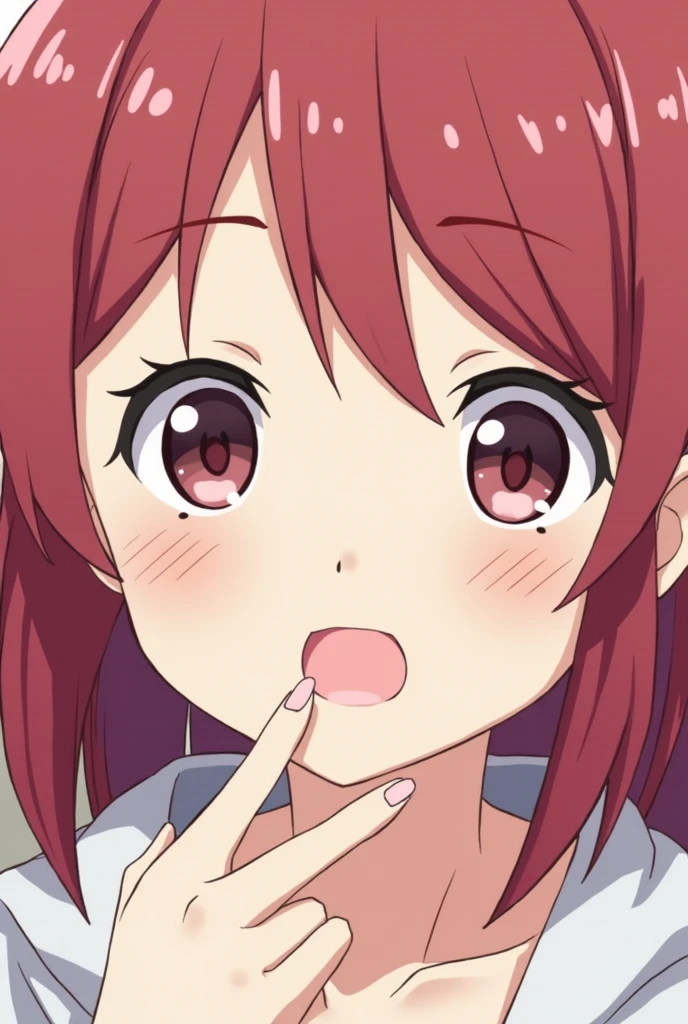 Ahegao anime girl saliva on the face