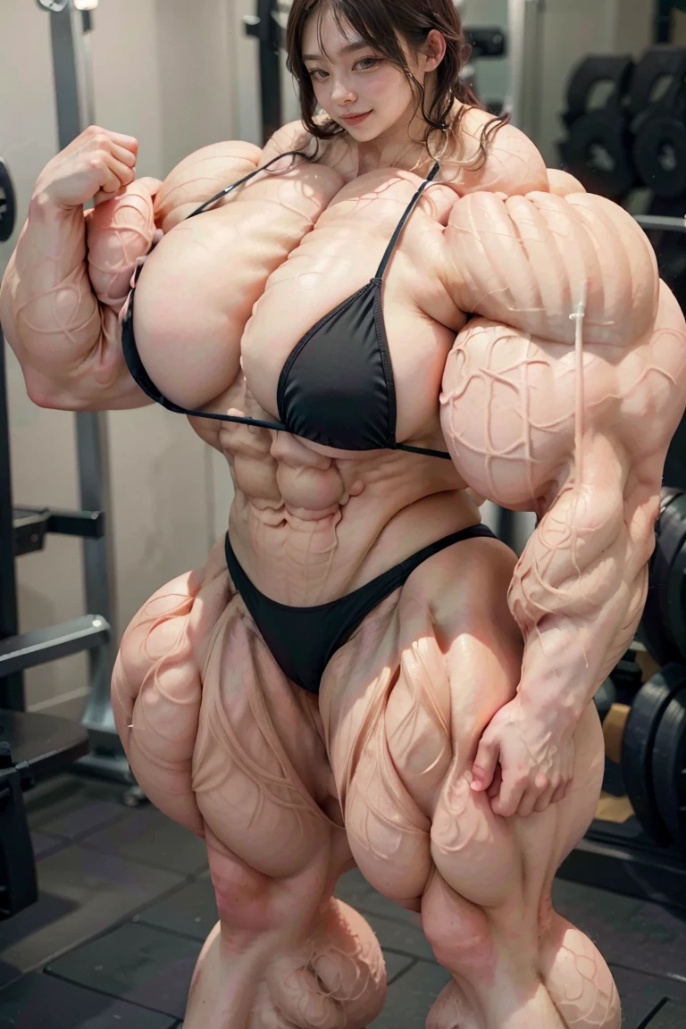 8K、Highest quality、High resolution、Very detailed、(((Bright lighting)))、Full body photo、One girl、Black Hair、(((Short Hair)))、smile、tall、(((black bikini:1.5)))、(((female bodybuilder:1.5)))、(((Big Tituscular)))、(((Hyper huge Muscle:1.5)))、(((Incredibly large muscles:1.5)))、(((Extremely large muscles:1.5)))、huge、(((Huge body:1.5)))、((Long legs))、(((very thick paws)))、(((Expanding Body)))、(((Huge body)))、(((An immeasurably large body:1.5)))、(((Very small face)))、(((Unusually developed super huge breasts:1.5)))、(((Super Heavy Muscle:1.5)))、(((Hyper Heavyweight Muscle:1.5)))、(((Super huge body:1.5)))、(((Unreasonably small face:1.5)))、(((An extraordinary large body:1.5)))