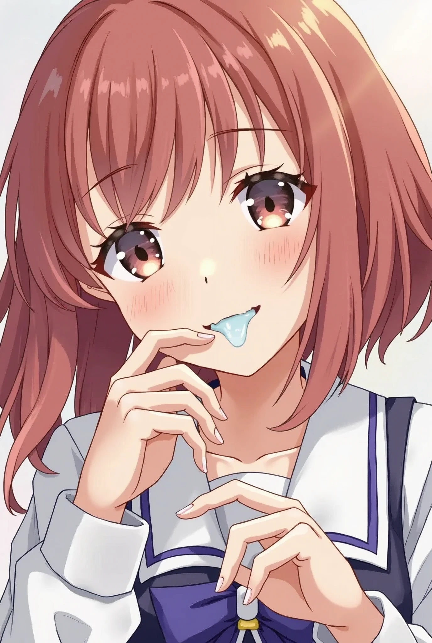 Ahegao anime girl saliva on the face