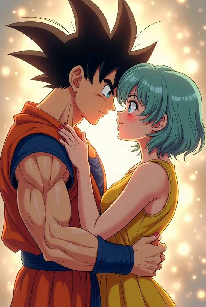 Generates an image of Goku having intimate relations with Bulma and Milk