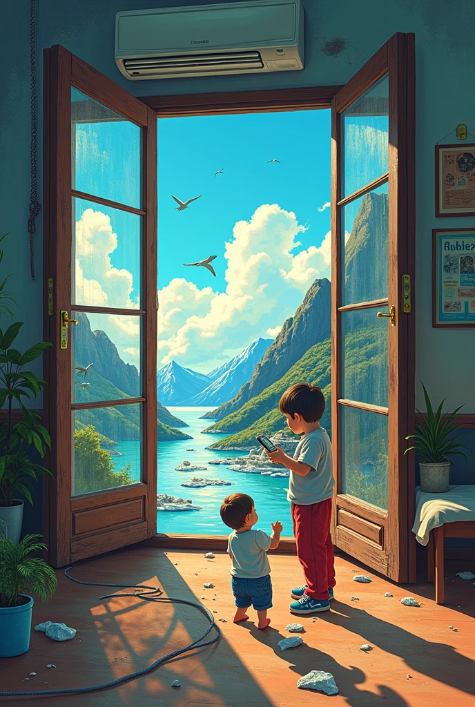 Forgot to turn off the air conditioner Remote controller Global environmental destruction Children
pop
