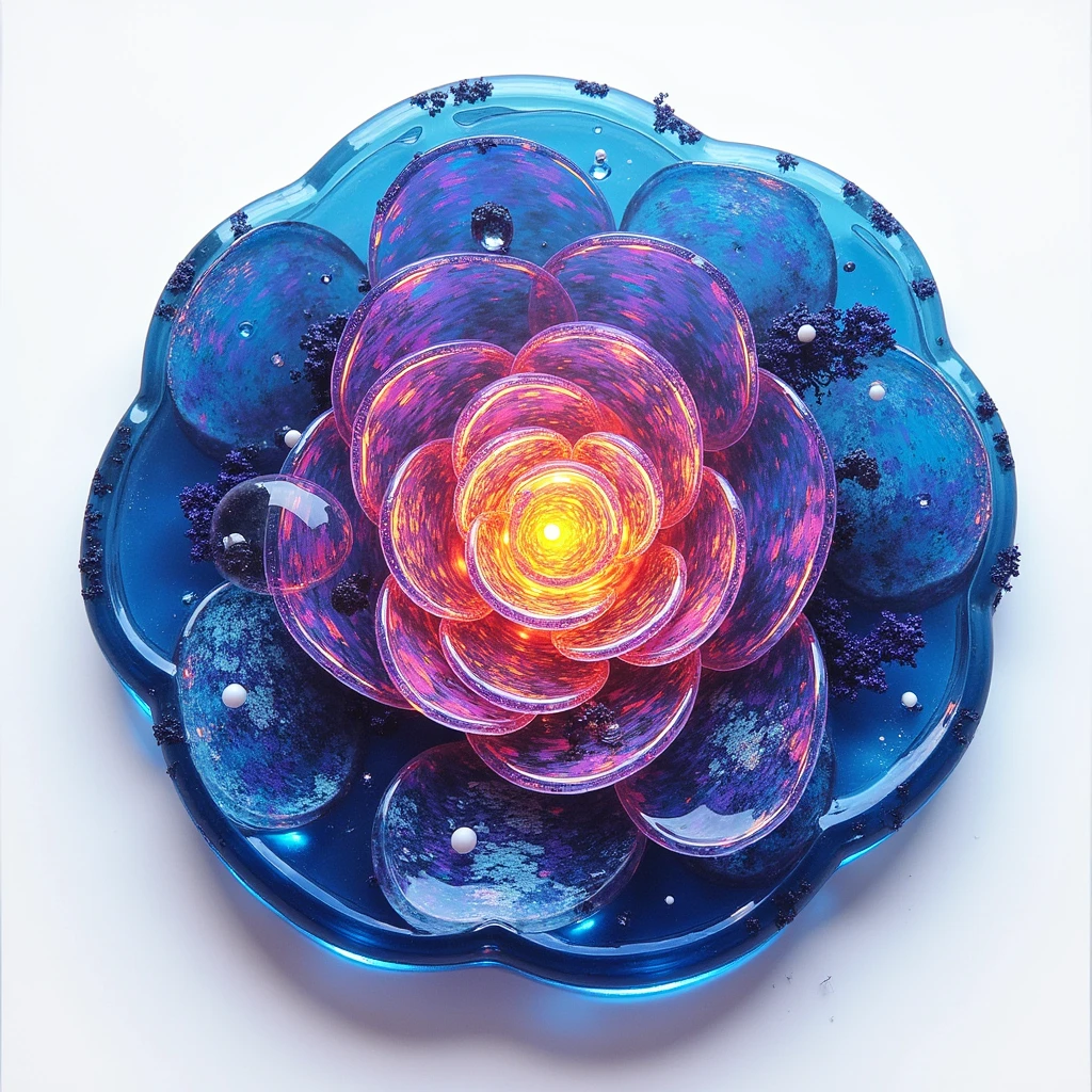 Beautiful resin art logo, miraculous art text on it,1 by 1, vivid , bright colour, beautiful