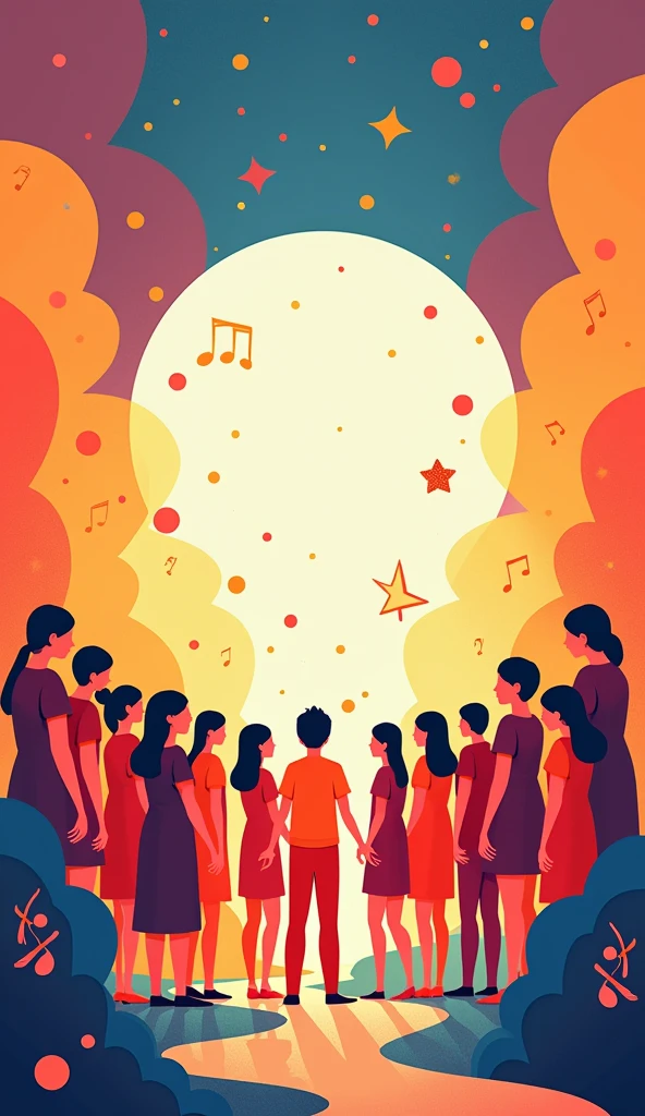 Junior high school cultural festival poster。Chorus theme。A simple yet eye-catching composition。Don't draw people。I want to make the picture something that even people who are not good at drawing can draw.。