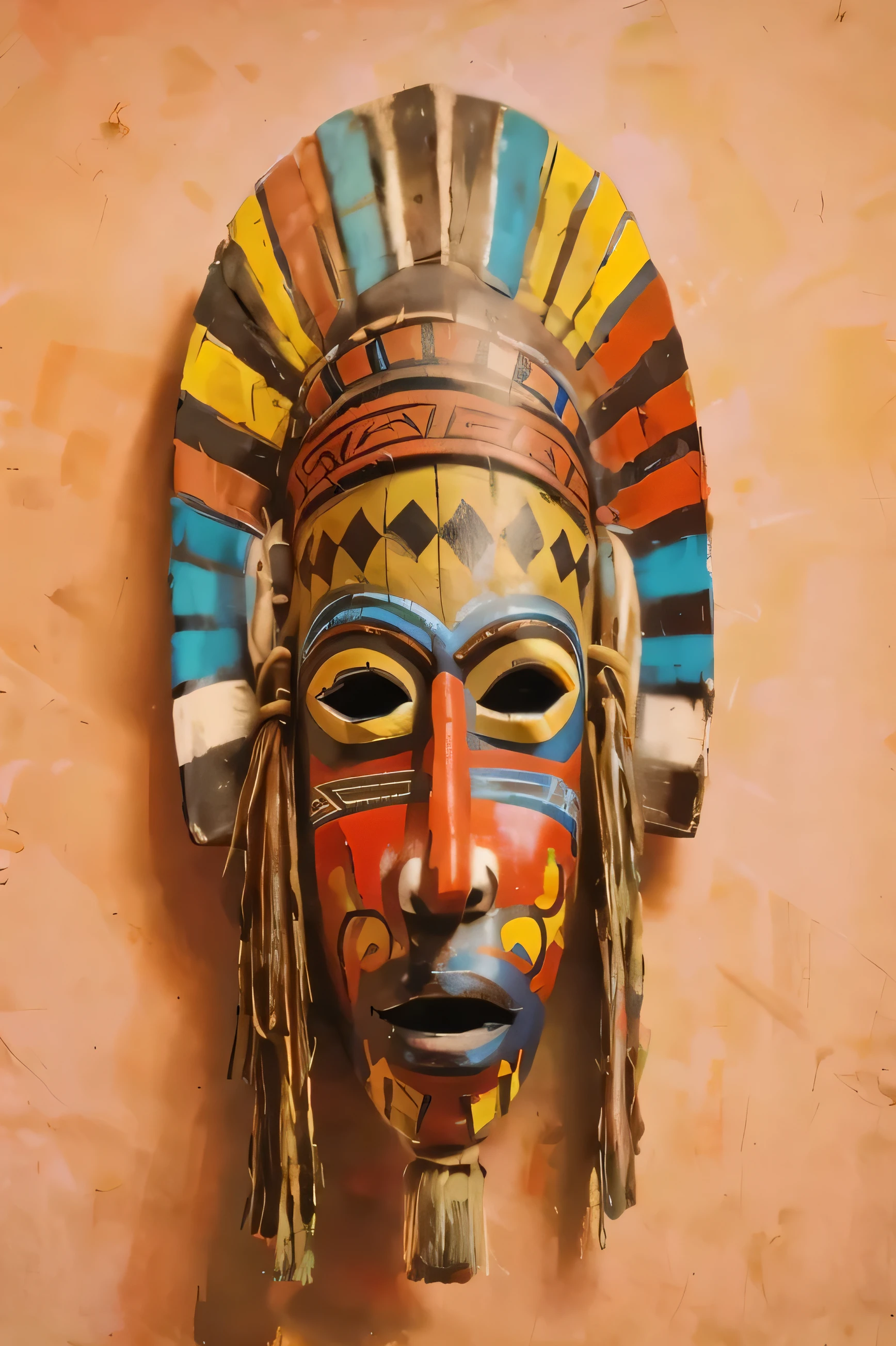 Wall Painting of african traditional,tribal mask,colourful aesthetic ,a close up of a mask tribal mask, african mask, west africa