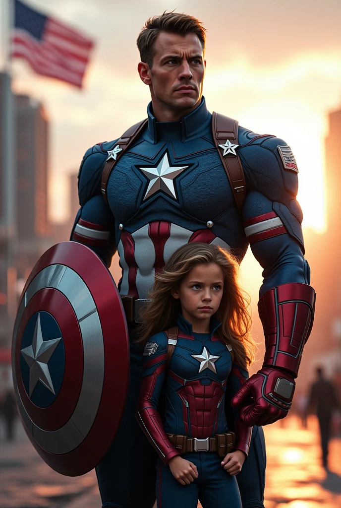 Captain america with daughter