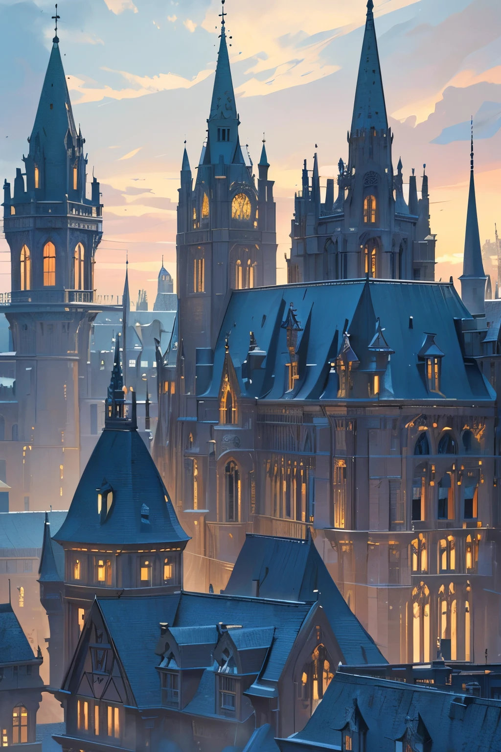 A fantasy house, beautiful detailed exterior, ornate architecture, intricate details, ornate windows, turrets, spires, glowing lights, magical atmosphere, mystical, fairytale, vibrant colors, dramatic lighting, (best quality,4k,8k,highres,masterpiece:1.2),ultra-detailed,(realistic,photorealistic,photo-realistic:1.37)