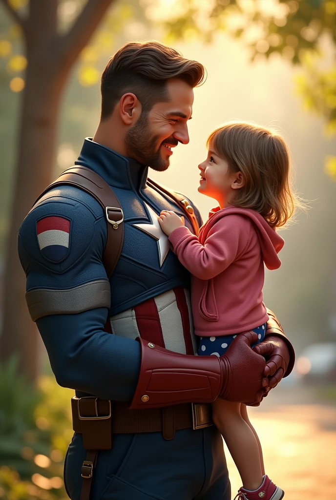 Captain america with daughter