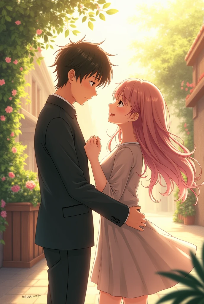 A scene where Shiina Mayu and Fujimiya Shu are dating