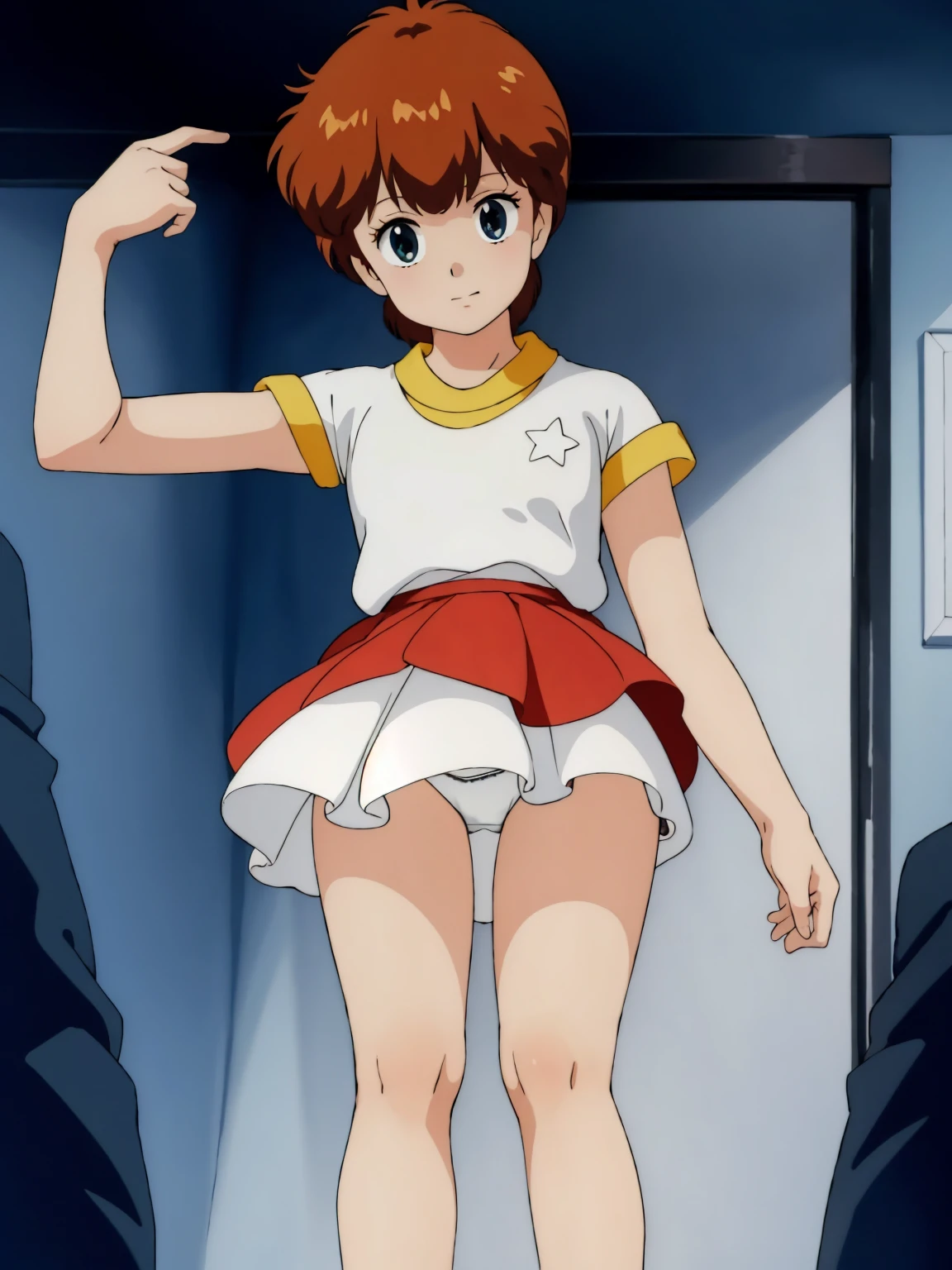 (masterpiece, Highest quality:1.2), alone, One Girl, kazuki, White panties, Panty shot, mini skirt, knees up, pov