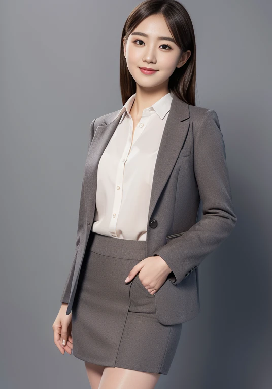 (Highly detailed CG Unity 8K wallpapers, Highest quality, Very detailed, Looking at the camera:1.2, The light shines on your face:1.5, Gray background, Professional Lighting), Upper Body, 20-year-old Japanese female paralegal. (Skirt Lift), ((Skirt Lift by myself)),dark, Back to practical style; Oval face and well-defined eyebrows, Intelligent almond-shaped eyes, Straight nose, and a gentle tone. Outfit includes a tailored blazer, Crisp white shirt, discreet pendant necklace, It symbolizes her efficient and focused personality., front, Mid Shot, smile, mini skirt, pantyhose, High heels, Perfect beauty, president'secretary, I can see your pants, ((Open cafe in the business district)), sitting and having coffee、(Skirt Lift), ((Skirt Lift by myself)), ((Perfect beauty)),