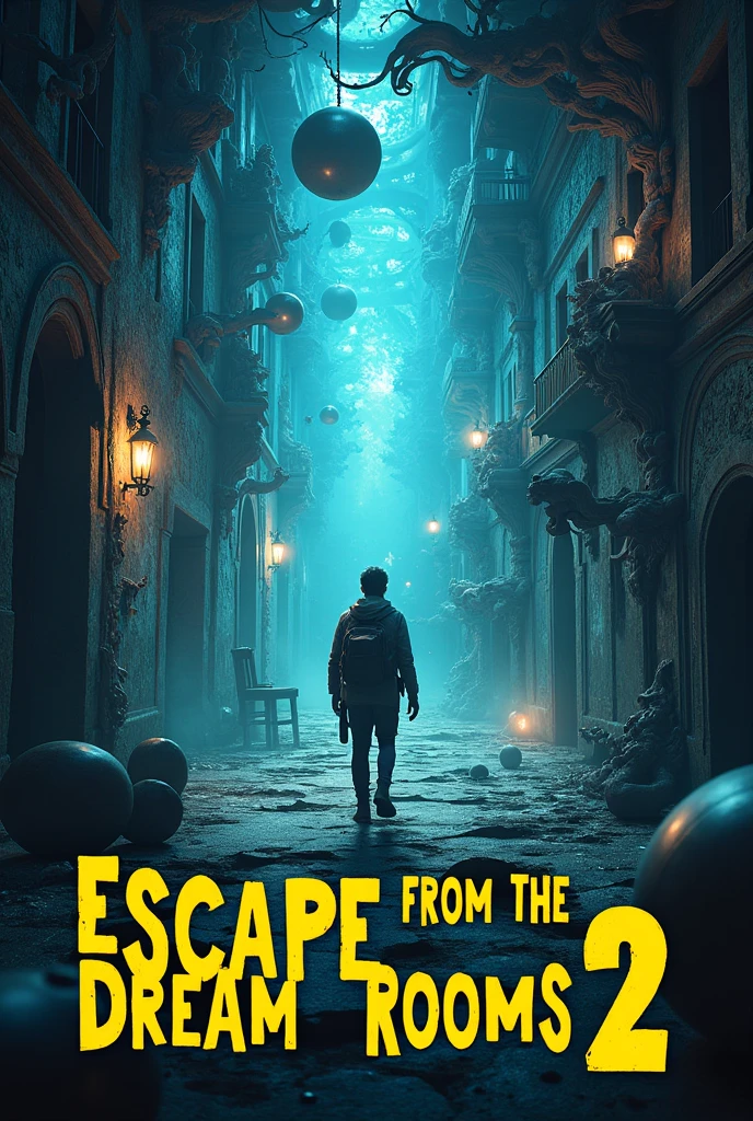 Una imagen escape room, con el titulo Escape from the dream rooms 2 en color amarillo. De 1920x1080