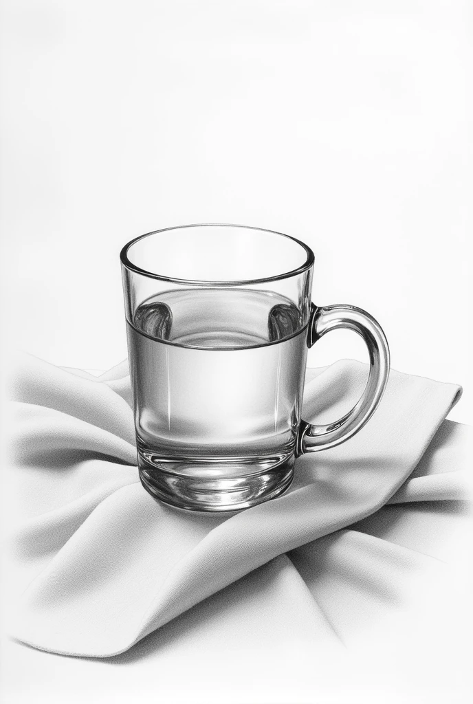 Glass cup pencil drawing on fabric

