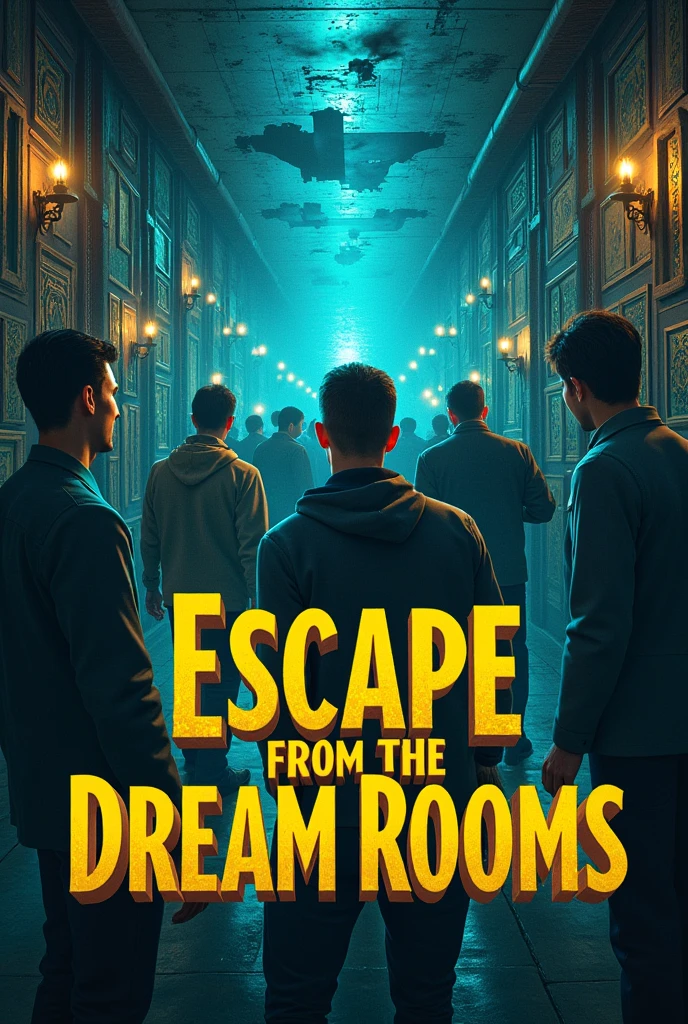 An escape room image, with the title Escape from the dream rooms in yellow and that is in the middle. De 1920x1080 