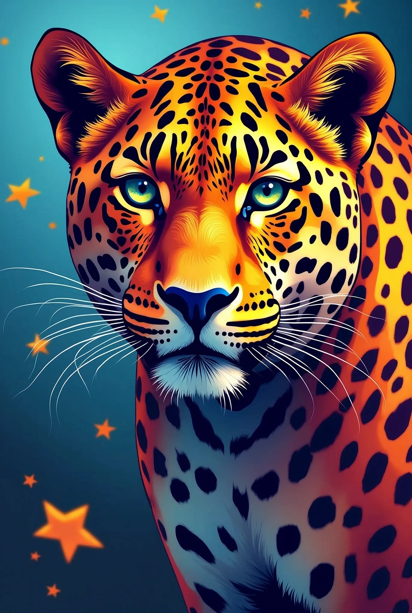 Colorful Leopard / Digital art printing, Wall art,