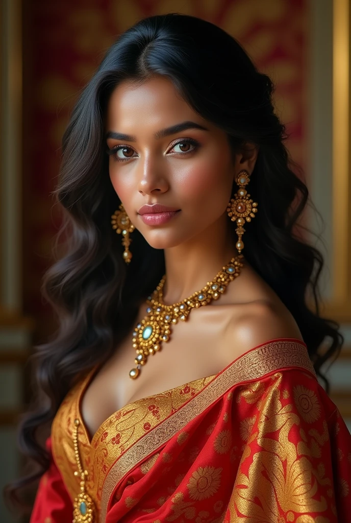 Princess Her mother is sri lankan queen and father is italian king create blend of sinhala and italian beauty girl she has white mix tan clor body full body photo
