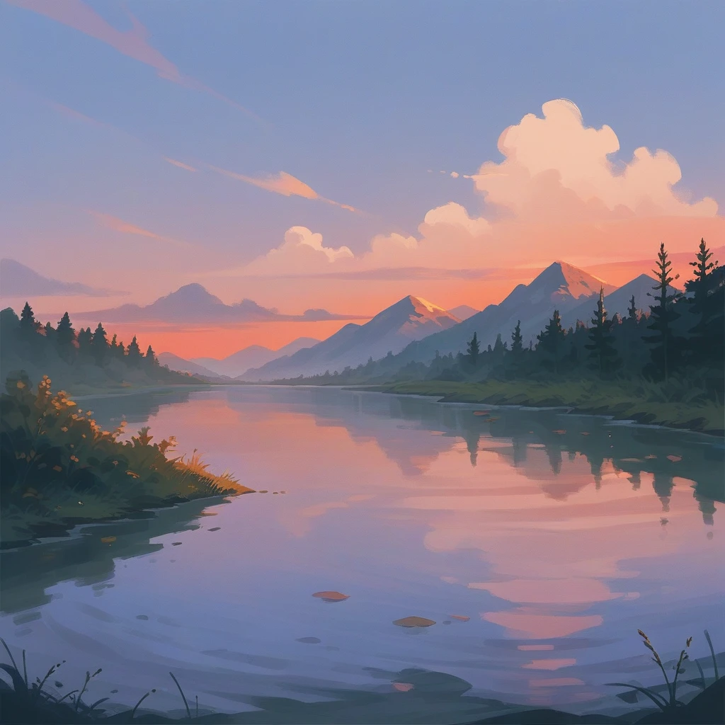 A girl in a white dress is bathing in the river, Get wet, Have fun, No makeup, Rural Scenery, sunset,