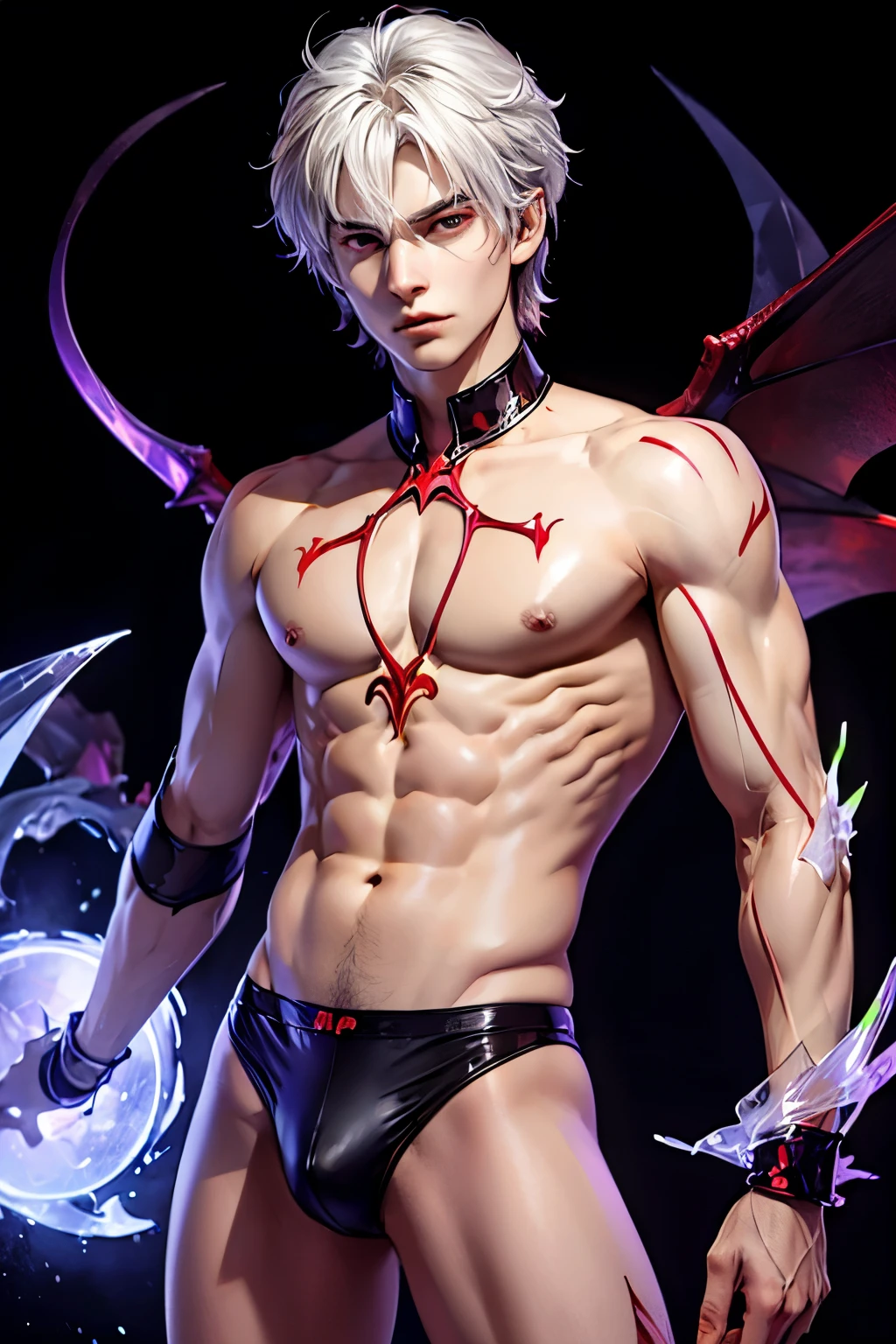 Satan male torse nu en slip très transparent
