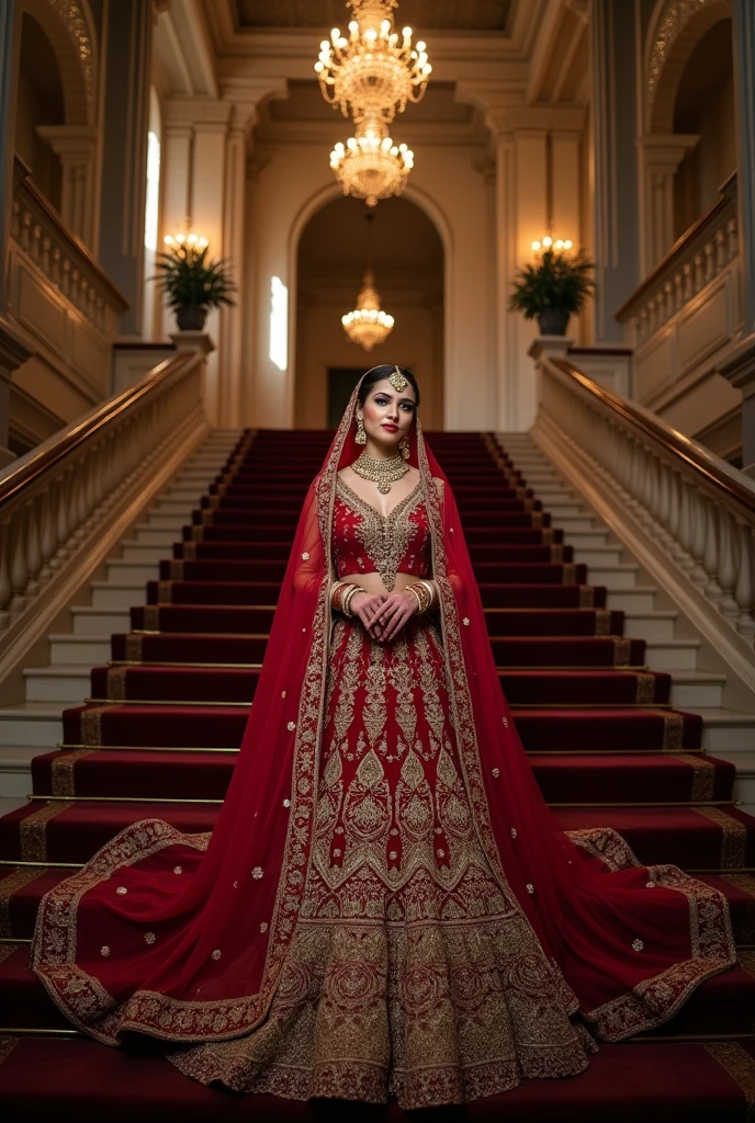  pakistani bride shoot in marquee stairs