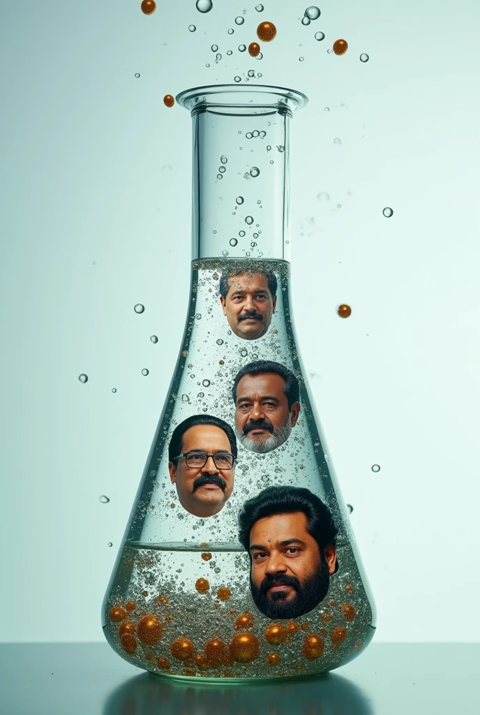 Add mohanlal mamooty photo as particles of liquid in a beaker