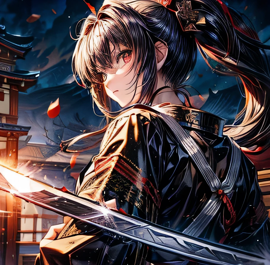 Black Hair Ponytail Long Yagyu Shinkage-ryu Sword Master's License Presence Fit Tosei Gusoku armor Japanese sword Beauty swordsmanship Yan Fei's Sword Nine Swords Full body posture