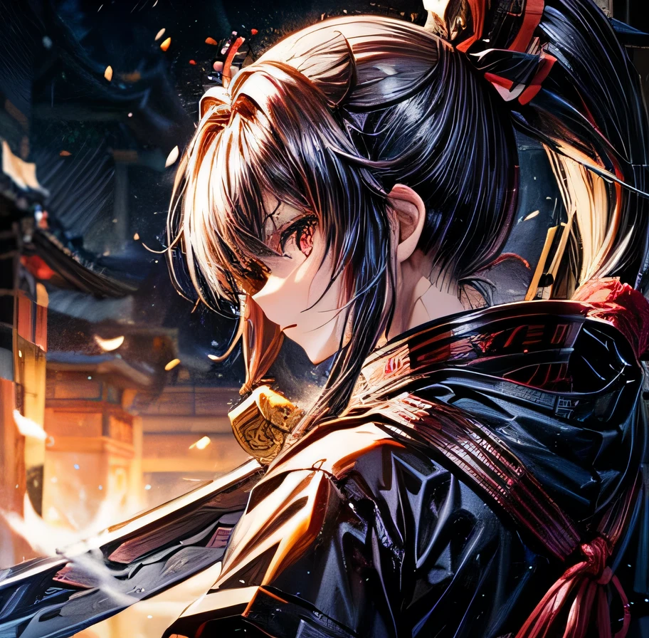 Black Hair Ponytail Long Yagyu Shinkage-ryu Sword Master's License Presence Fit Tosei Gusoku armor Japanese sword Beauty swordsmanship Yan Fei's Sword Nine Swords Full body posture