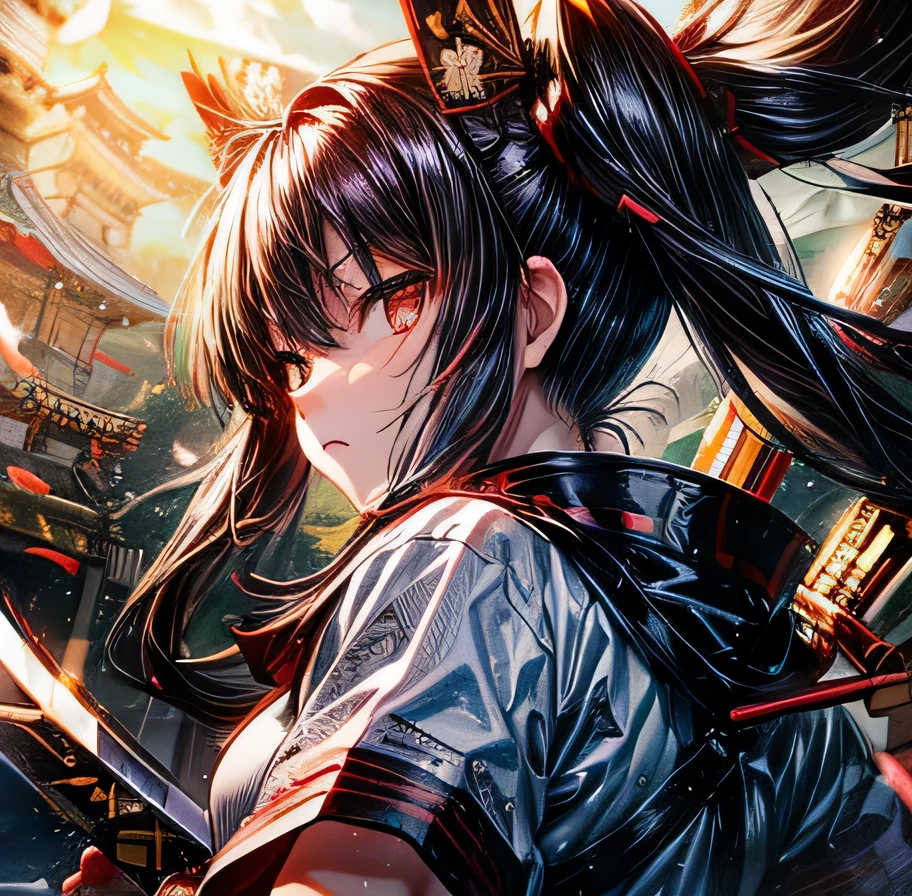 Black Hair Twin tails Yagyu Shinkage-ryu Sword Master's License Presence Fit Tosei Gusoku armor Japanese sword Beauty swordsmanship Yan Fei's Sword Nine Swords One Yen Stance Swordless Capture front Surrounded by Enemy Samurai