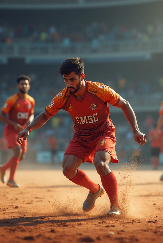 A kabbadi player having a name CMSC in his jersey